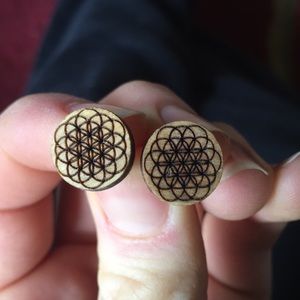 Seed of life wood laser cut earrings